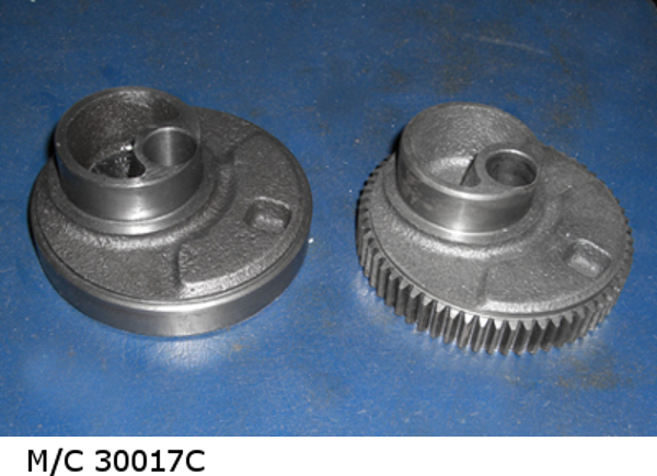 Photo 3 -  4� (100mm) Diameter, 4� (100mm) face, 8.6 DP (3 MOD), FANUC 15-M Control, 32 Position Automatic Loader, Hob Shift, Tangential, Differential, Infeed,  Chip Conveyor, 1997  (30017)
            This machine has seen very little use. It was originally sold and shipped to a company making a part for General Electric washing machines, but before it was delivered, the washing machine was redesigned to use a variable-speed A.C. motor. This machine only ran a few parts for acceptance and was not used since.
